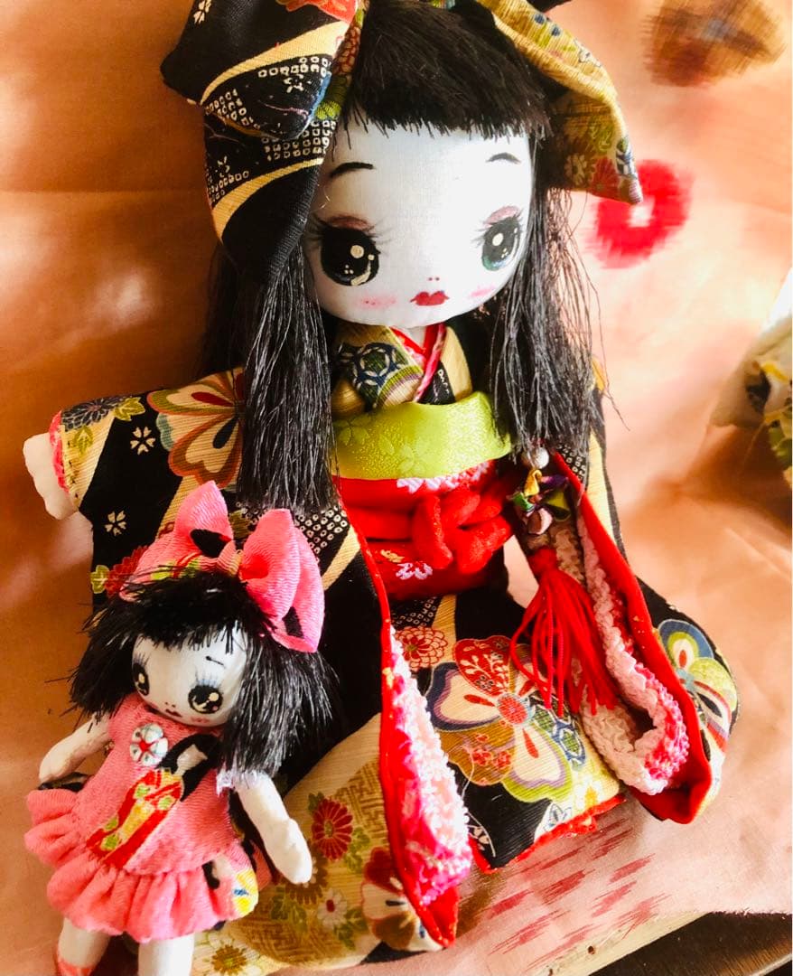 ＊カッパのおーこ様ご確認用＊市松風文化人形＆ミニリボンちゃん♪布人形•お着物＊