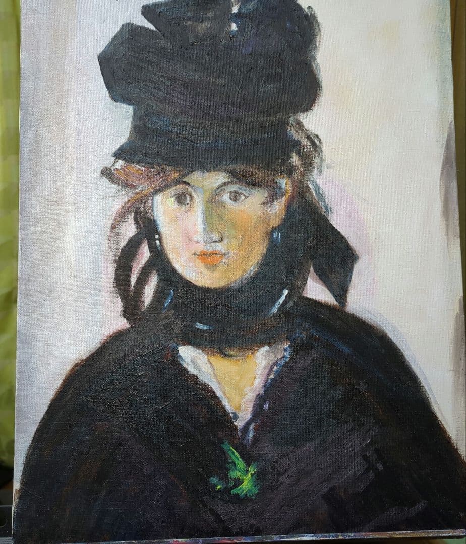 油絵　模写　すみれの花束をつけたベルト・モリゾ