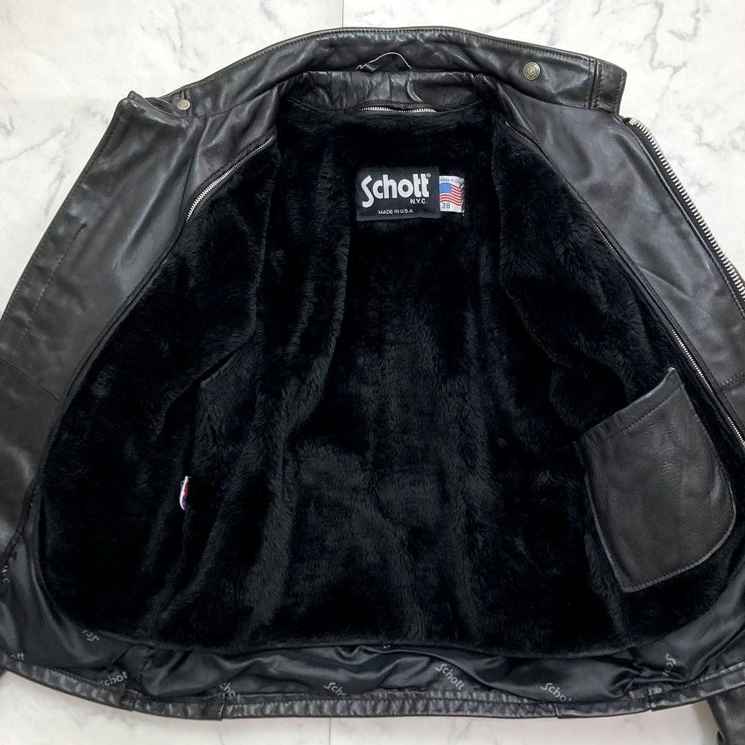 Schott ライダースジャケット レザー 641SP ボアライナー付き 38