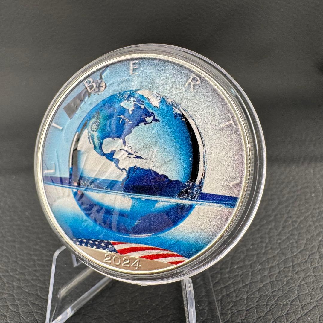 アメリカ イーグル 銀貨 AI⑤サイバーアース　※カラー銀貨 カプセル付き