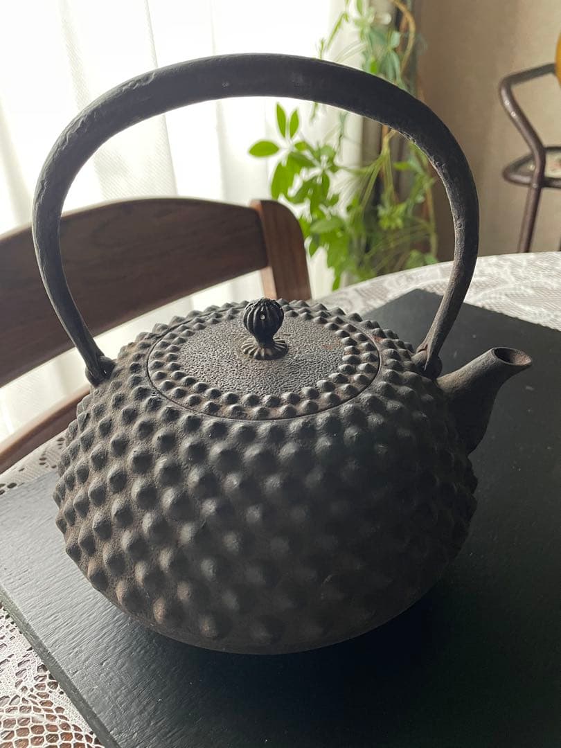 【昭和レトロ】南部鉄器　アラレ鉄瓶　鈴木盛久　骨董品