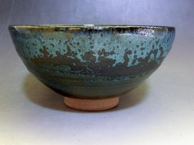 茶碗■結晶釉 渚 堅 青釉 お茶道具 古美術 時代物 骨董品■