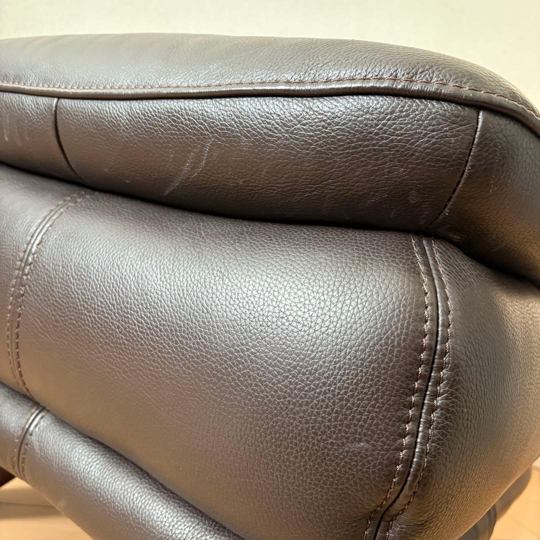 IDC 大塚家具　オットマン　オースチン　レザー　本革　ブラウン　茶色　総革