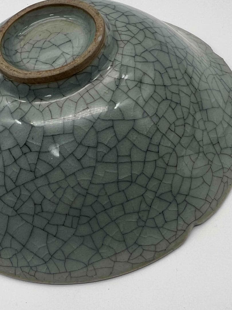 宋時代　青磁　汝官窯盞　北方青磁　南宋官窯 茶碗 唐物　茶道具(A-39)