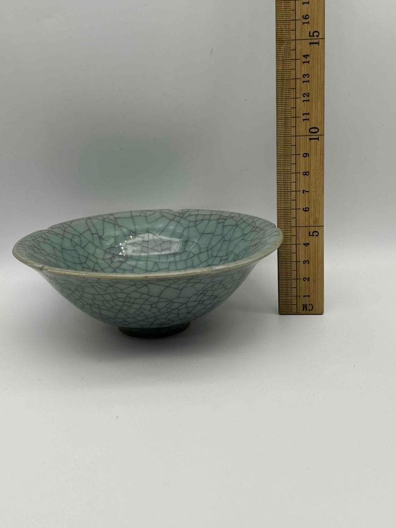 宋時代　青磁　汝官窯盞　北方青磁　南宋官窯 茶碗 唐物　茶道具(A-39)