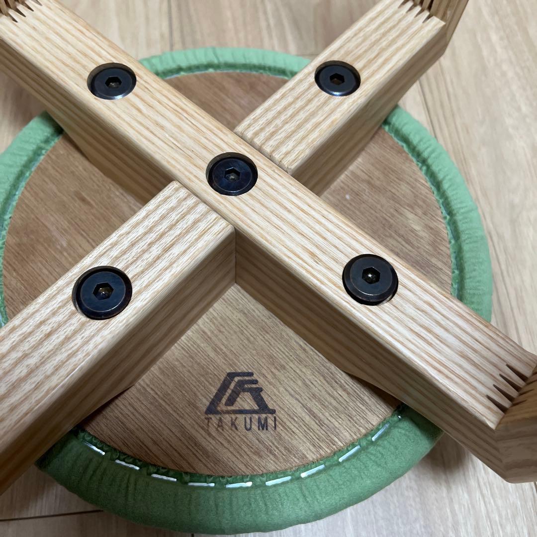 TAKUMI 匠工芸　緑色 円形スツール　マッシュルームスツール