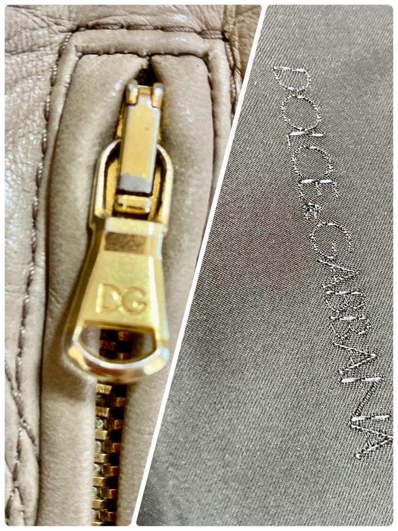 ドルチェ&ガッバーナ 本革ラムレザージャケット ベージュ ライダース 46