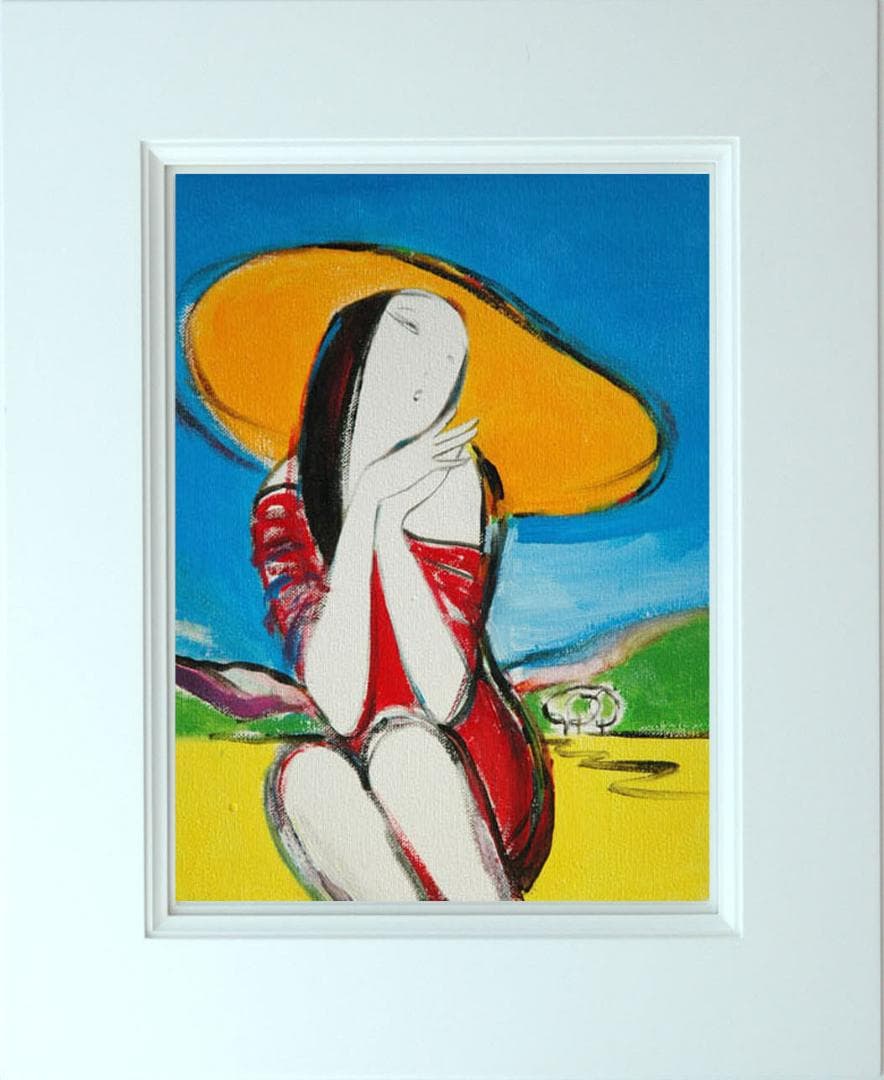 油絵 菅家令子 絵 絵画インテリア 額付 (黒) F3-010511 人物 女性