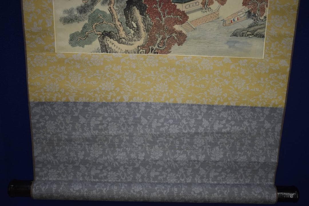 模写/張継/寒山寺画賛/寒山寺/楓橋夜泊/布袋屋掛軸HJ-637