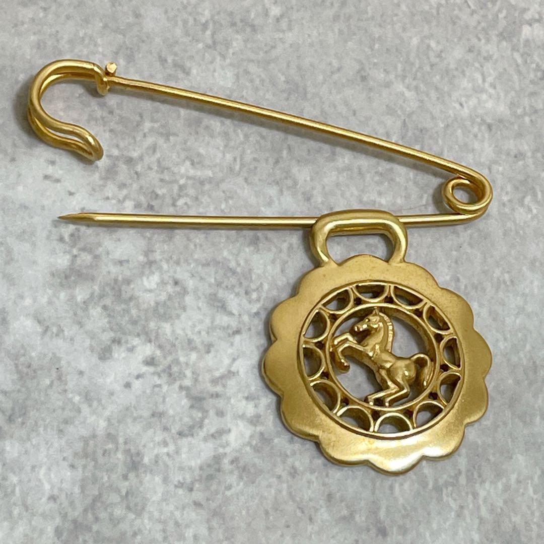 美品　エルメス　ホース　シュバル　ピンブローチ　ネックレストップ