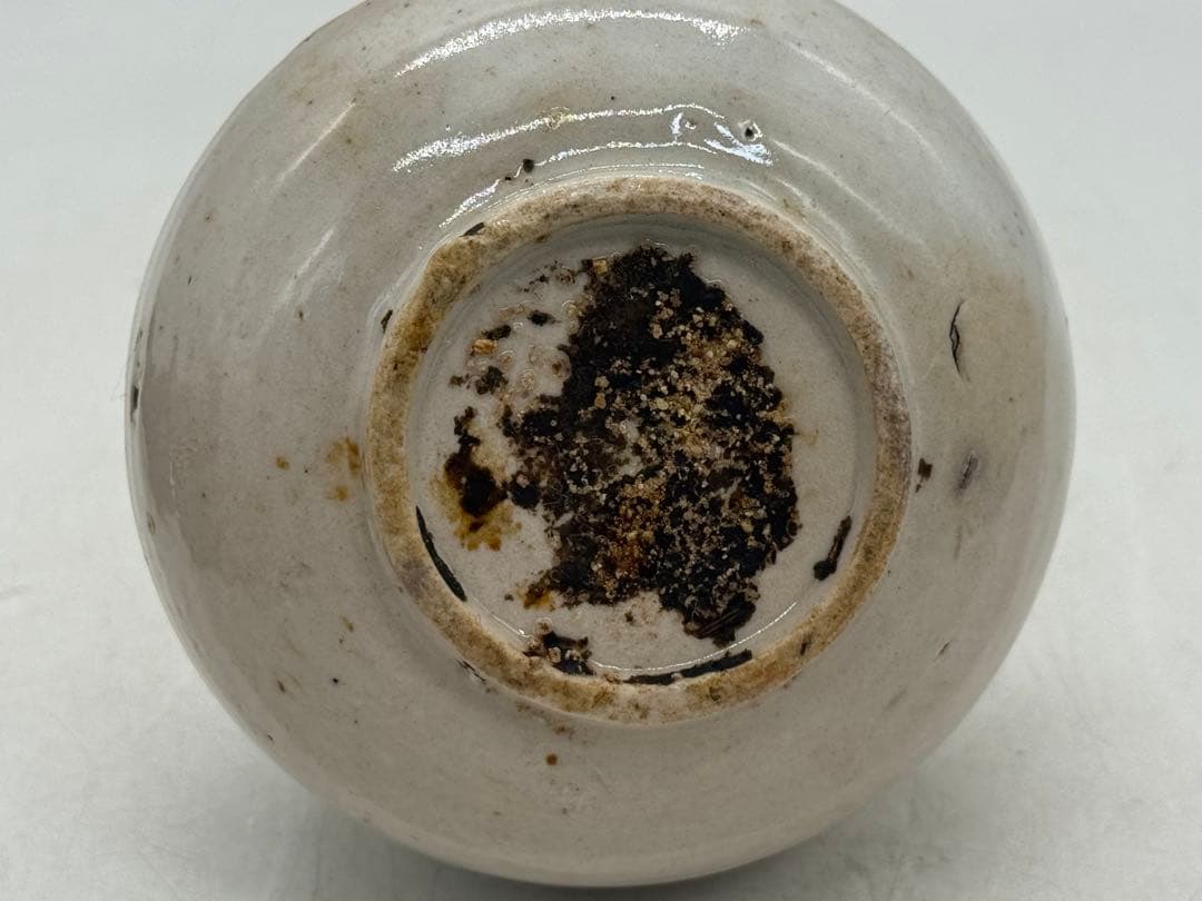 李朝　白磁に呉須紋　徳利形瓶① 高さ約11.8cm アンティーク送料込み0107