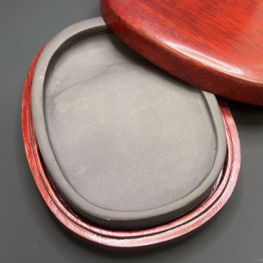 硯 すずり 木箱蓋付き 墨 書画 骨董