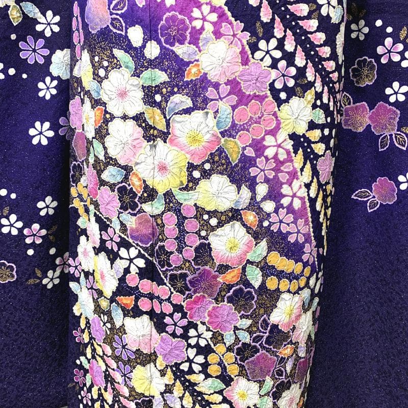 410z8〇京都きもの友禅 徳永正峰 高身長な方にも ラメ振袖 辻が花絞り染め〇