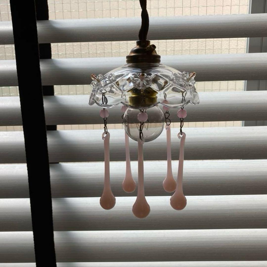 ミニシャンデリア　1920年　ピンクオパールセント　フランス　アンティーク