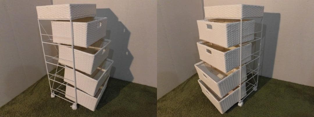 【全国一律送料無料・新品】ラタン風★サニタリー★ランドリーチェスト/ホワイト