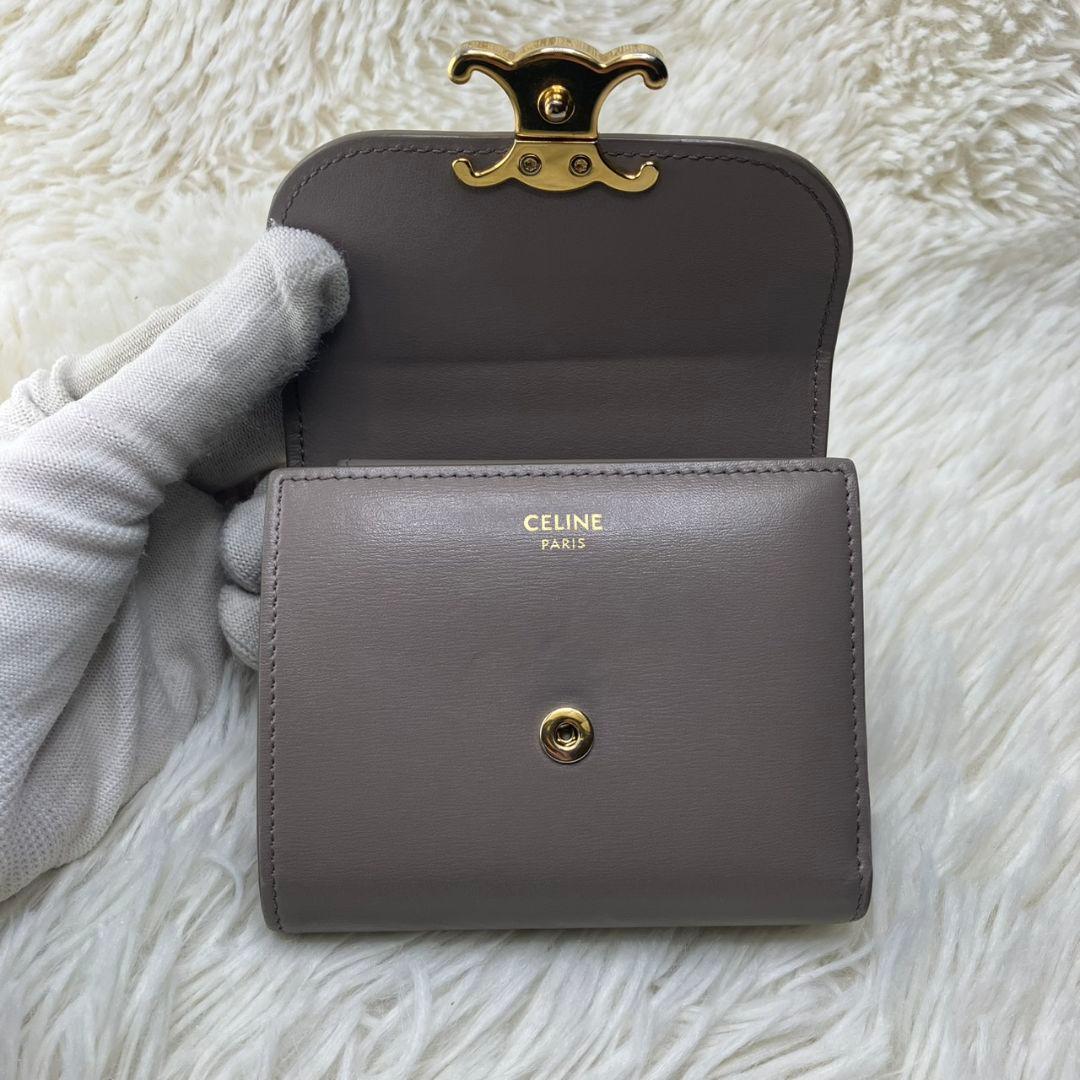 極美品✨セリーヌ　三つ折り　トリオンフ　スモールウォレット　レザー