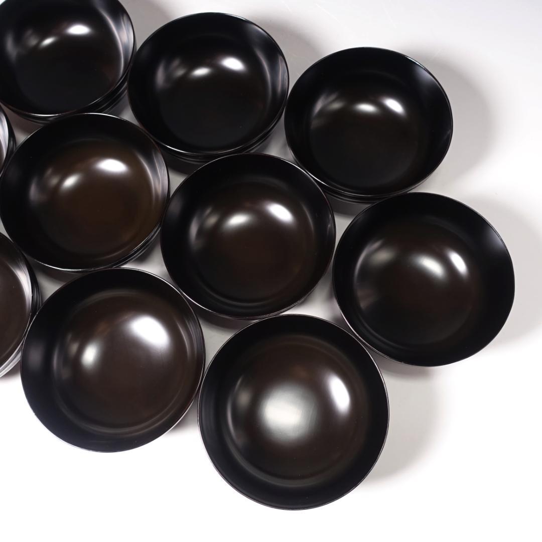 輪島塗師 堀川蒼雲 黒塗 糸目 見返七宝蒔絵 煮物椀 10客 共箱 天然木製