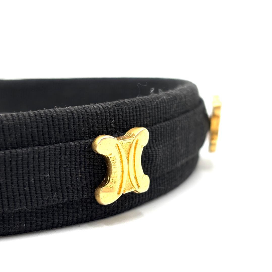 【美品】セリーヌ カチューシャ トリオンフ ゴールド金具 レディース ブラック