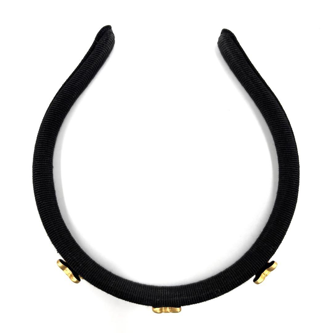 【美品】セリーヌ カチューシャ トリオンフ ゴールド金具 レディース ブラック