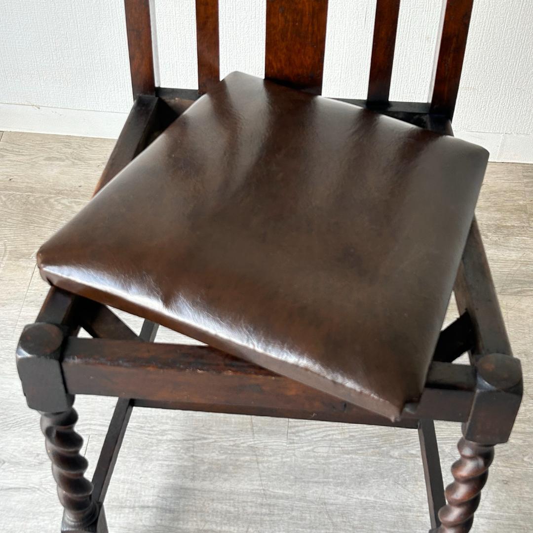 イギリス アンティーク 家具 ハイバック ダイニング チェア 椅子 420A4