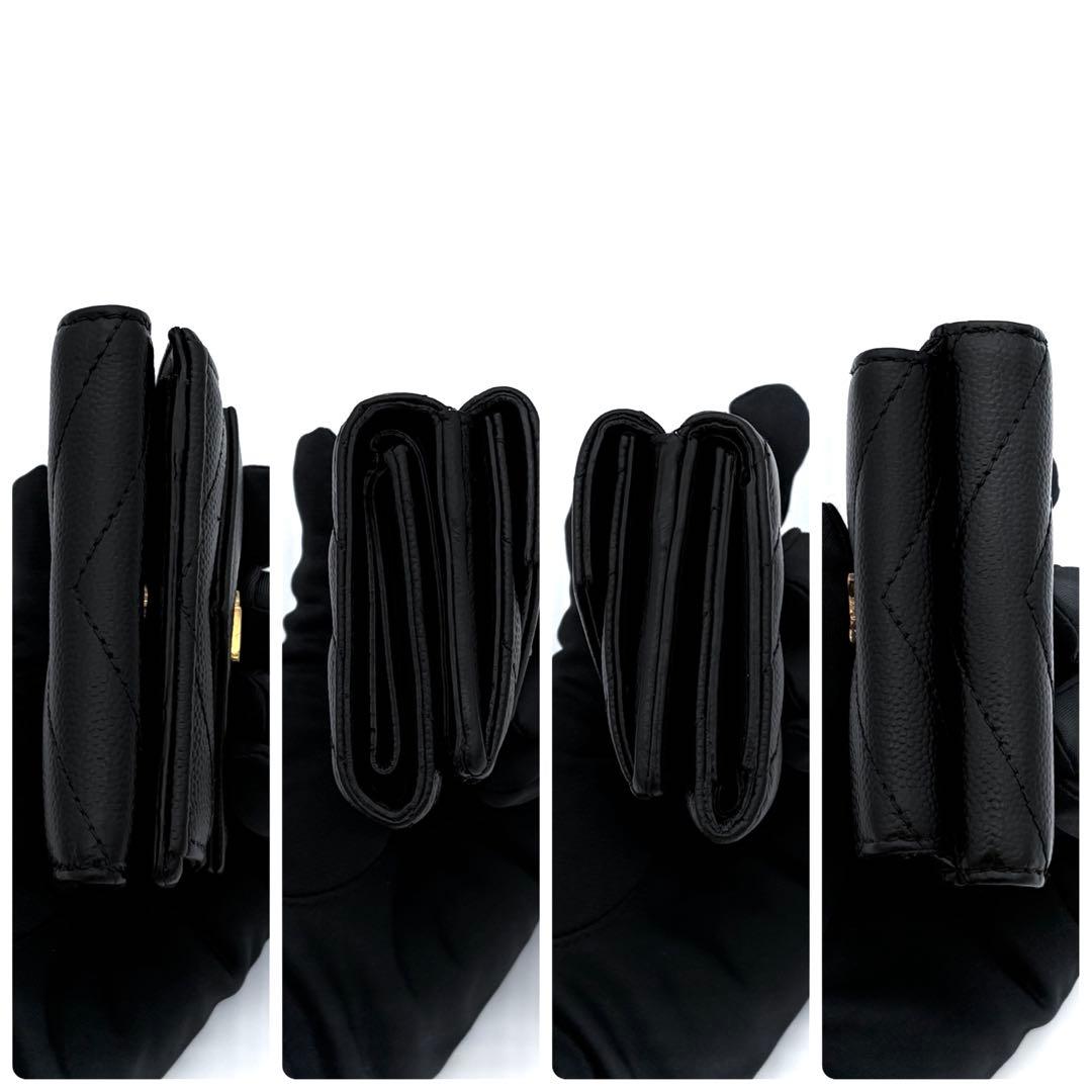 サンローラン 折財布 YSL カサンドラ Vステッチ キャビアスキン 2504