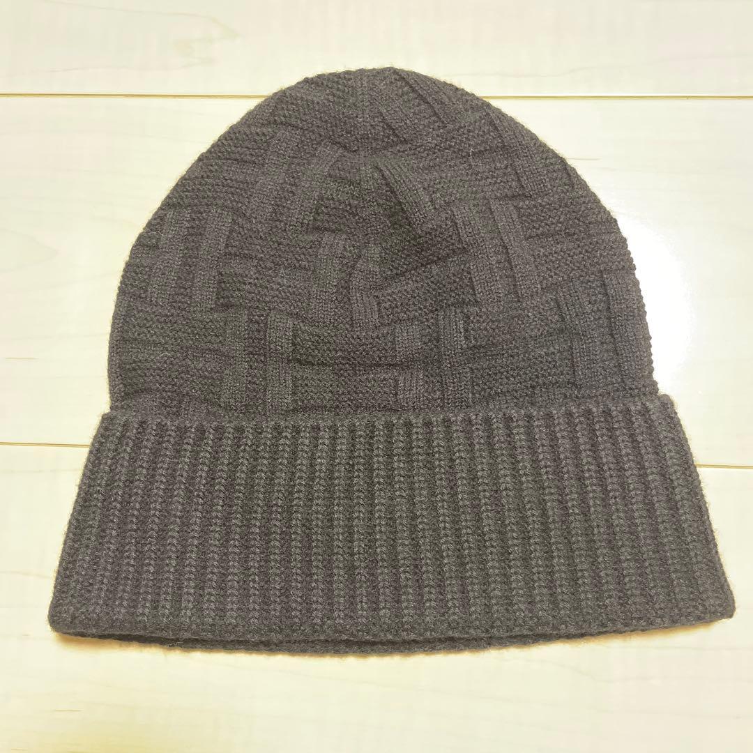 エルメス　HERMES ニット帽　ビーニー　シルバー金具　ブラック