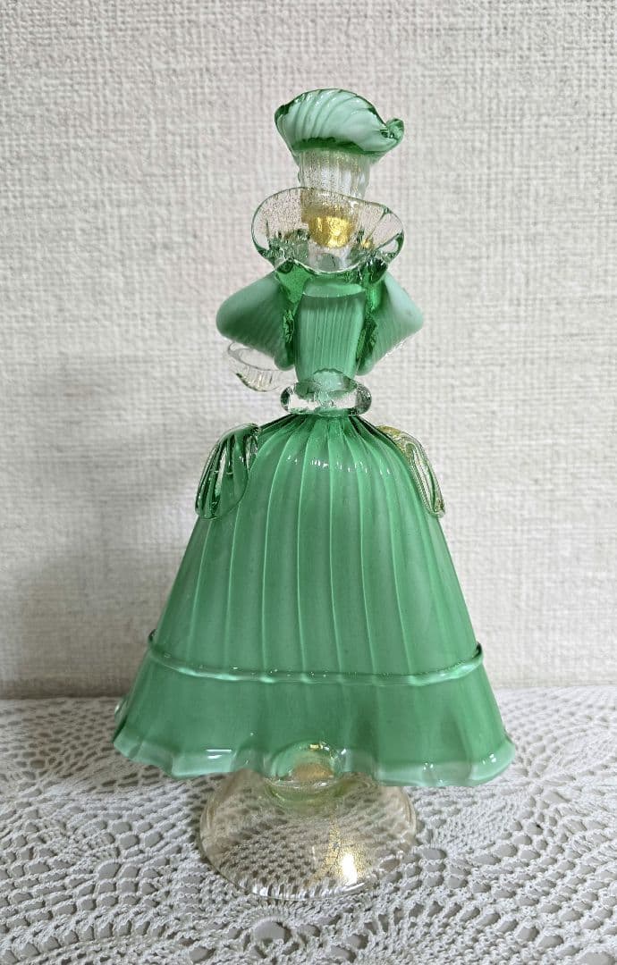 ベネチアングラス 人形 Murano グリーン