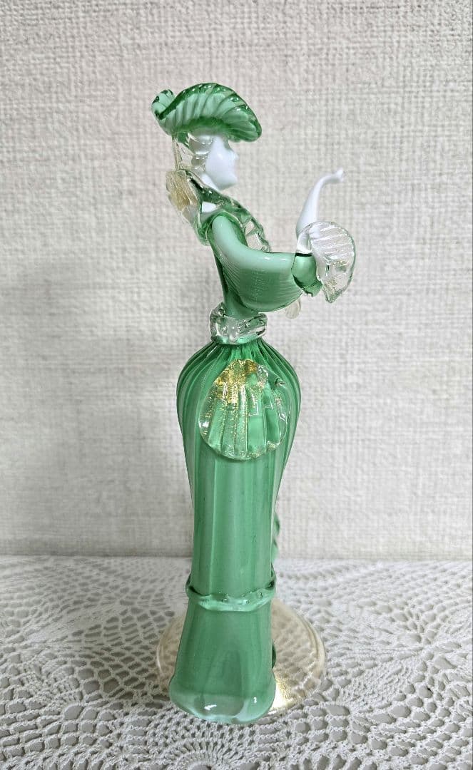 ベネチアングラス 人形 Murano グリーン