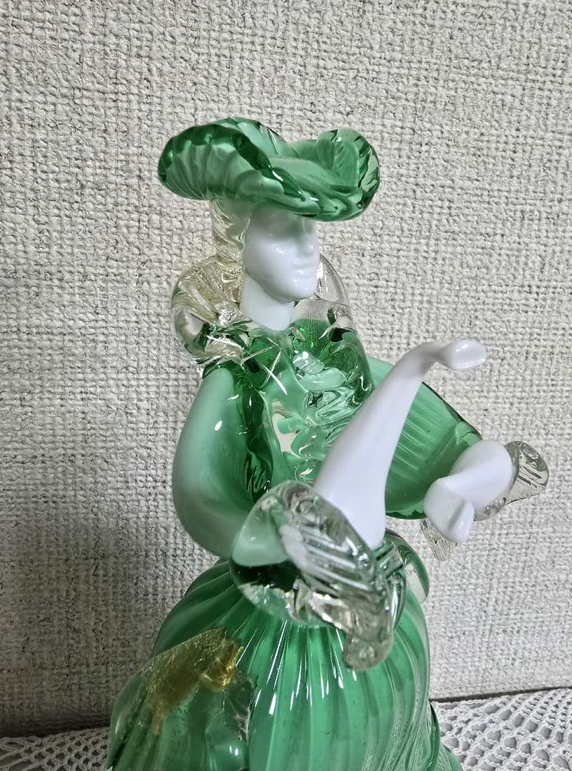 ベネチアングラス 人形 Murano グリーン