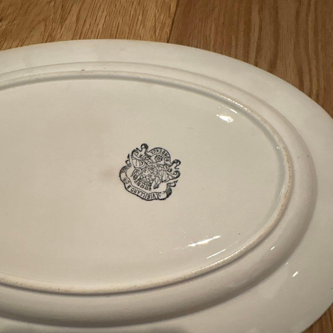 ボルドー窯 フランス アンティーク オーバル リムプレート