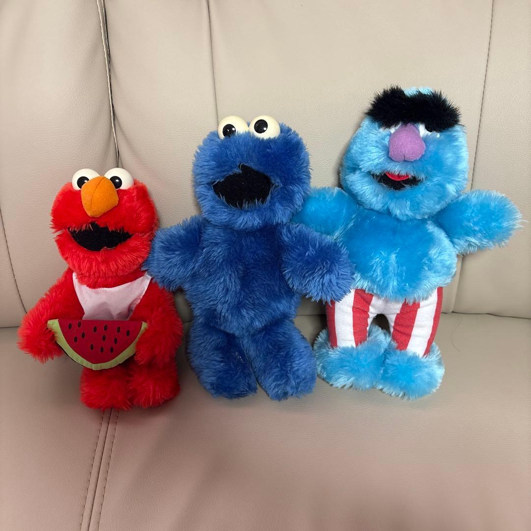 【平成レトロ】エルモ クッキーモンスター ヘリーモンスター ぬいぐるみセット