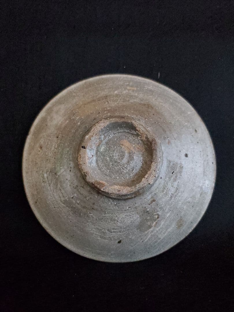 李朝 粉靑沙器印花文平皿