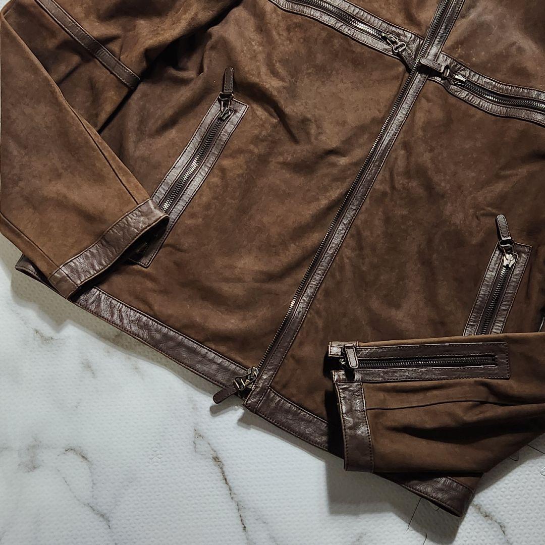 最高級イタリア製✨dunhill ライダースジャケット ラムレザー 羊革