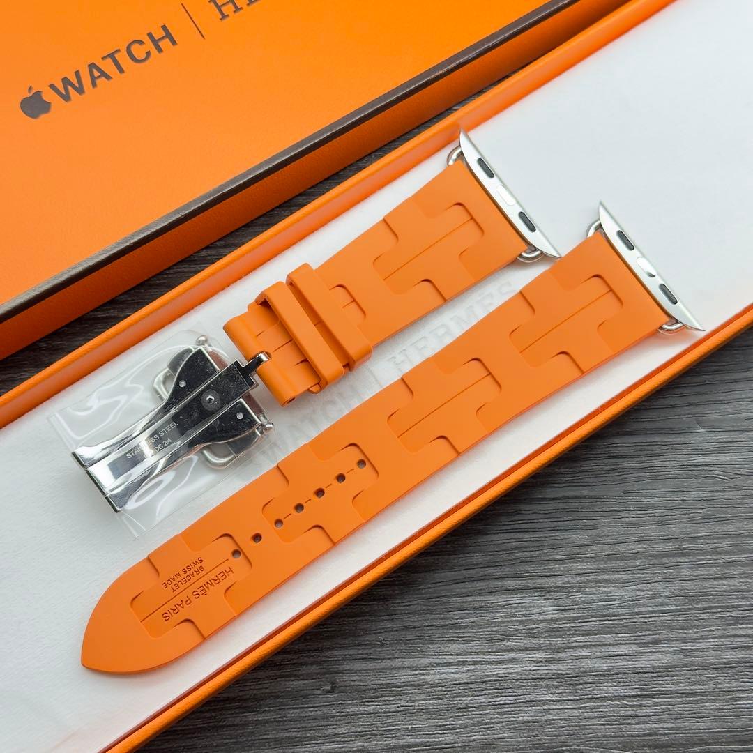 2727 ほぼ未使用　Apple Watch エルメス　キリム　オレンジ　ラバー