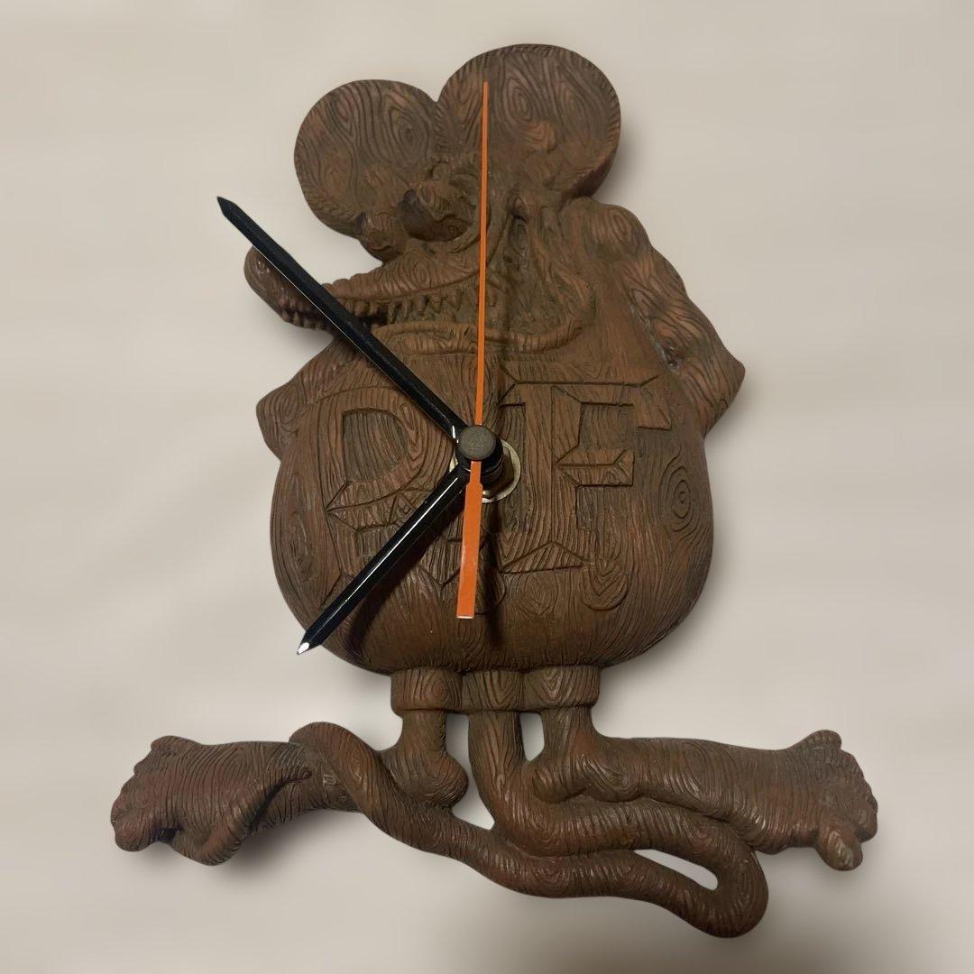 【超希少】【美品】ラットフィンク Rat Fink木製彫刻 時計 木彫り 壁掛け