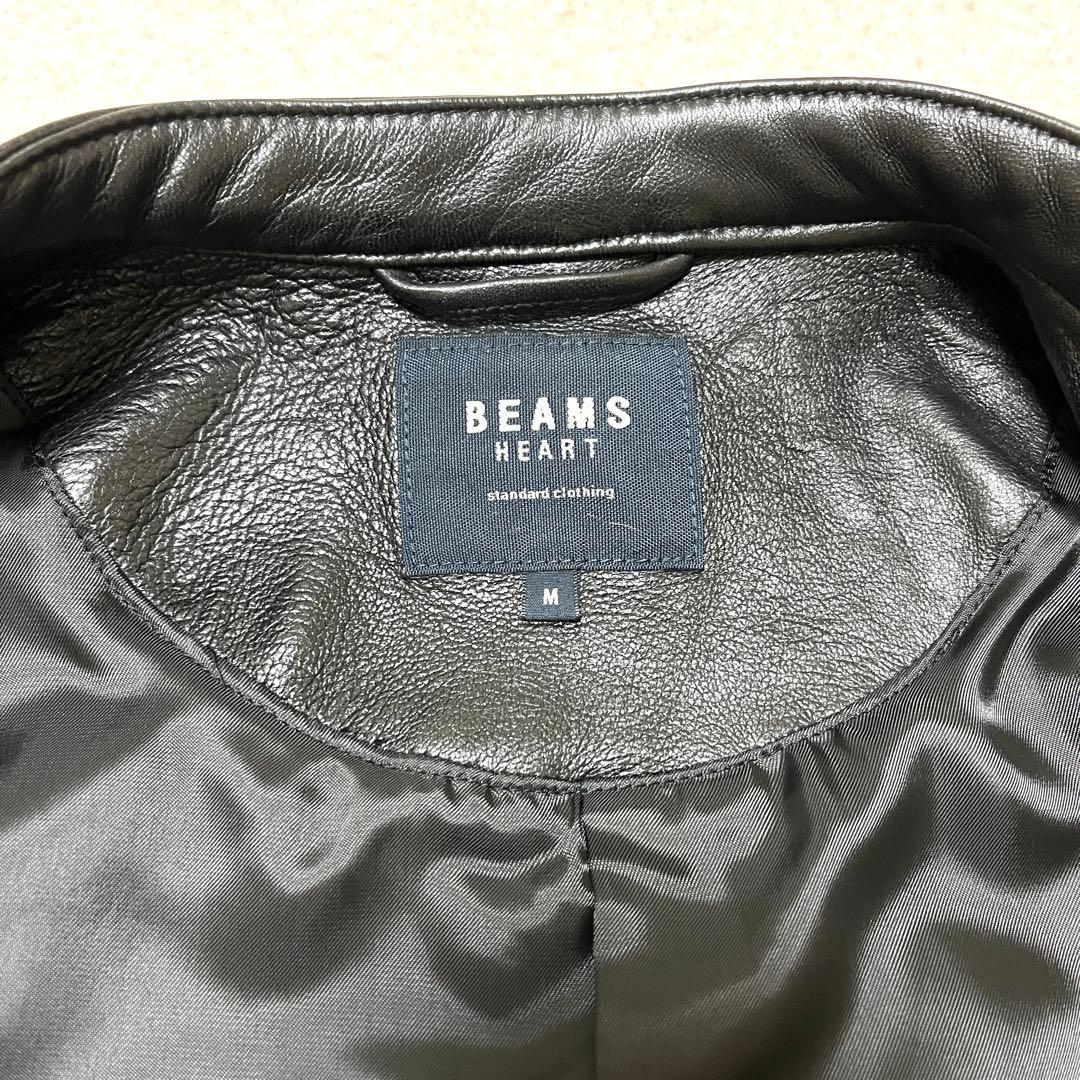 【BEAMS HEART】ビームスハート羊革 シングルライダースジャケット M