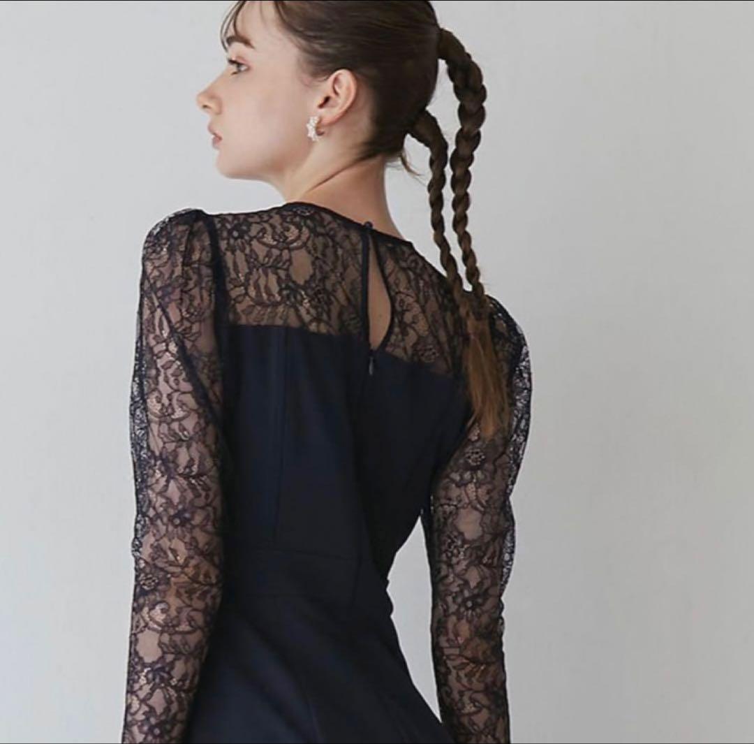 本日限定価格★ラグナムーン オケージョン スリーブレースカッティングドレス M