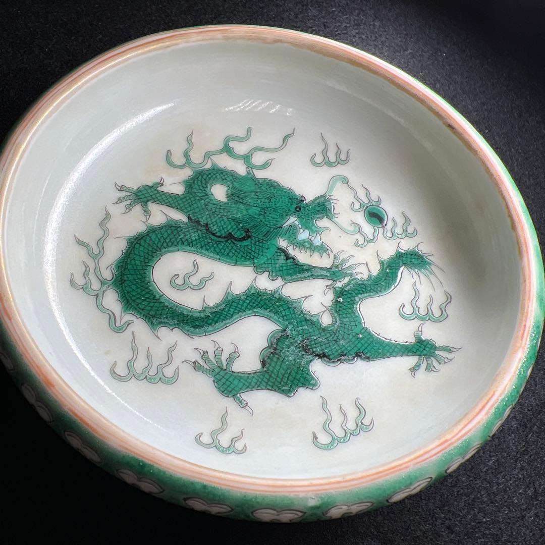中国古玩　粉彩龍図鉢　幅約13㎝　東Y8-0105☆2Fタカチ