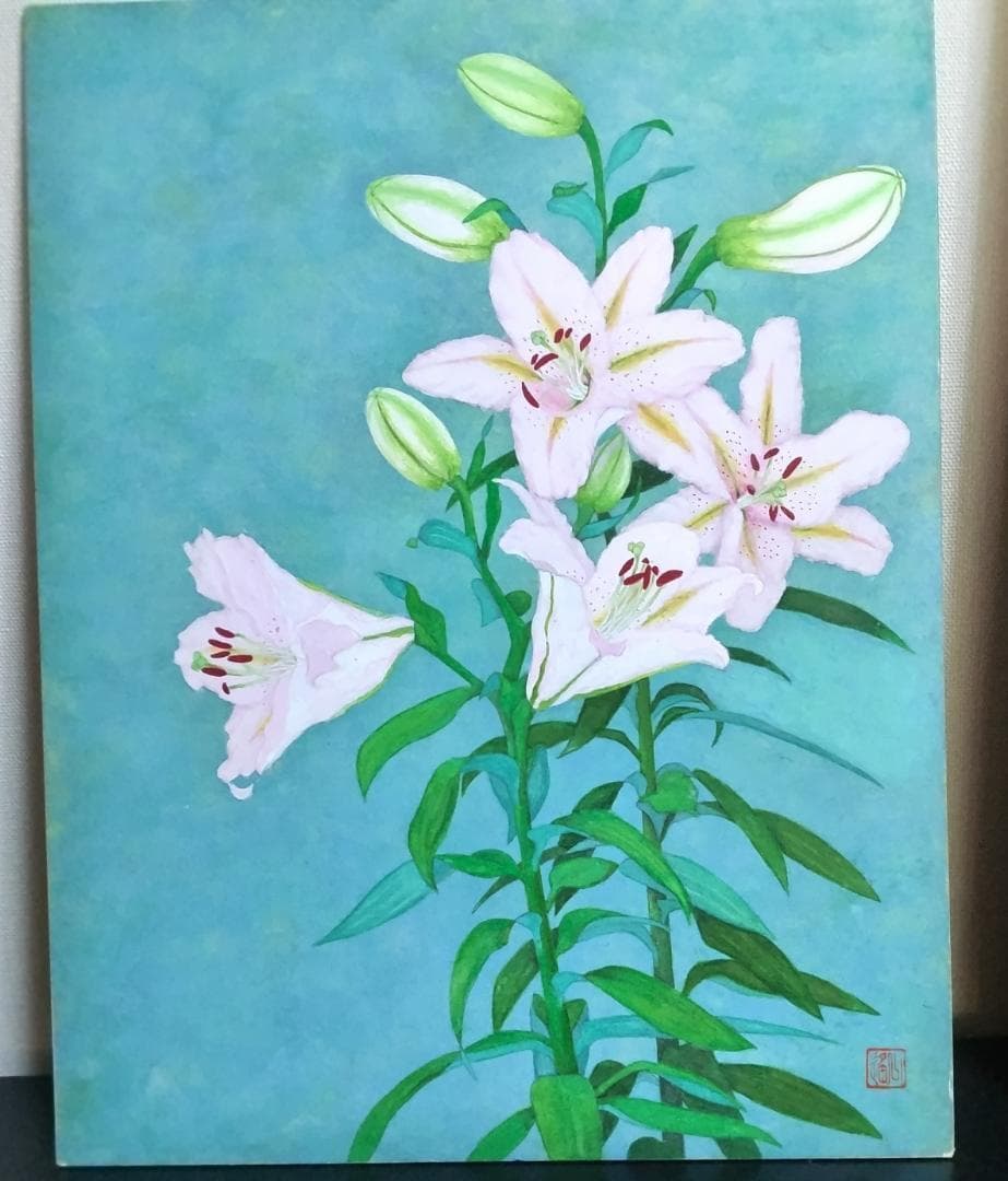 絵画 日本画 ガラス額付き 差し替え画2枚おまけ