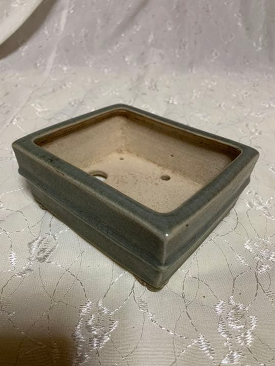 落款あり　盆栽鉢　長方