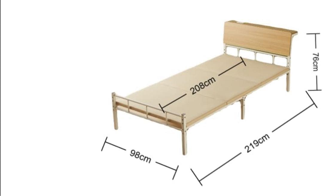 【新品】シングルベッドフレーム 木製ヘッドボード、マットレス付き
