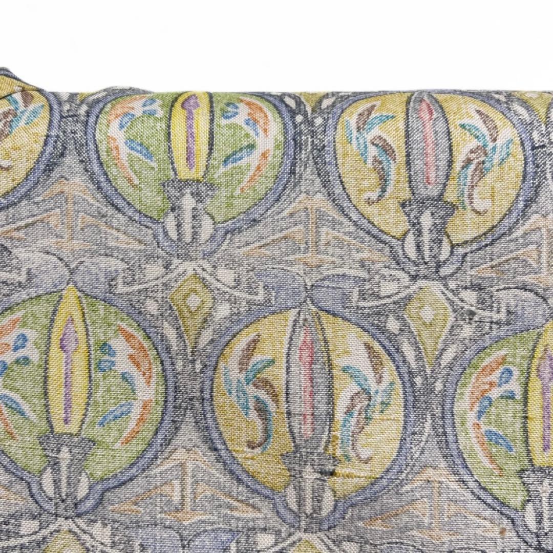 作家もの　紬　付け下げ　抽象模様　ナイルブルー　紋無し　着物　063a d