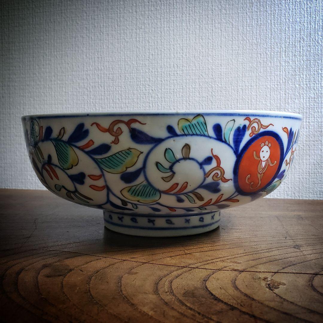 鉢　丼　古伊万里　色絵　牡丹　菊　幽霊　江戸後期　明治　珍品