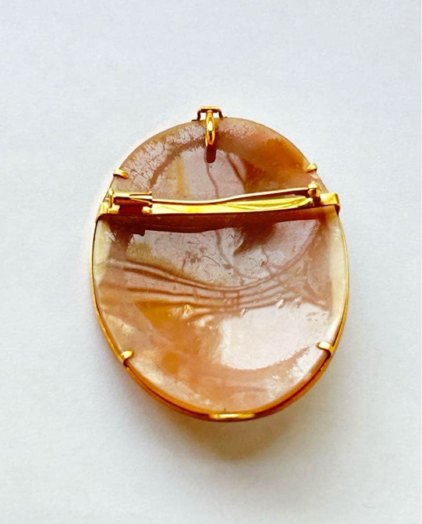 シェルカメオ K18刻印 2way ブローチ ペンダントトップ