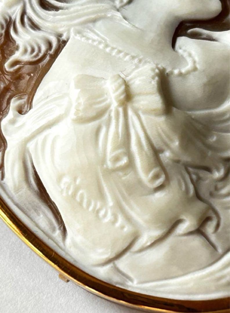 シェルカメオ K18刻印 2way ブローチ ペンダントトップ