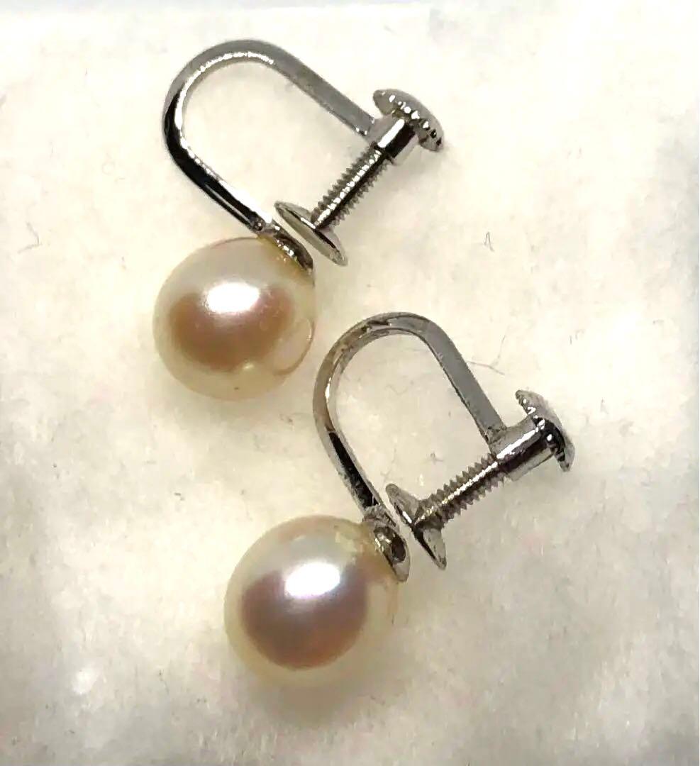 ☆アコヤ真珠 ねじ式イヤリング WGK14金の金具、新品No.62 ☆