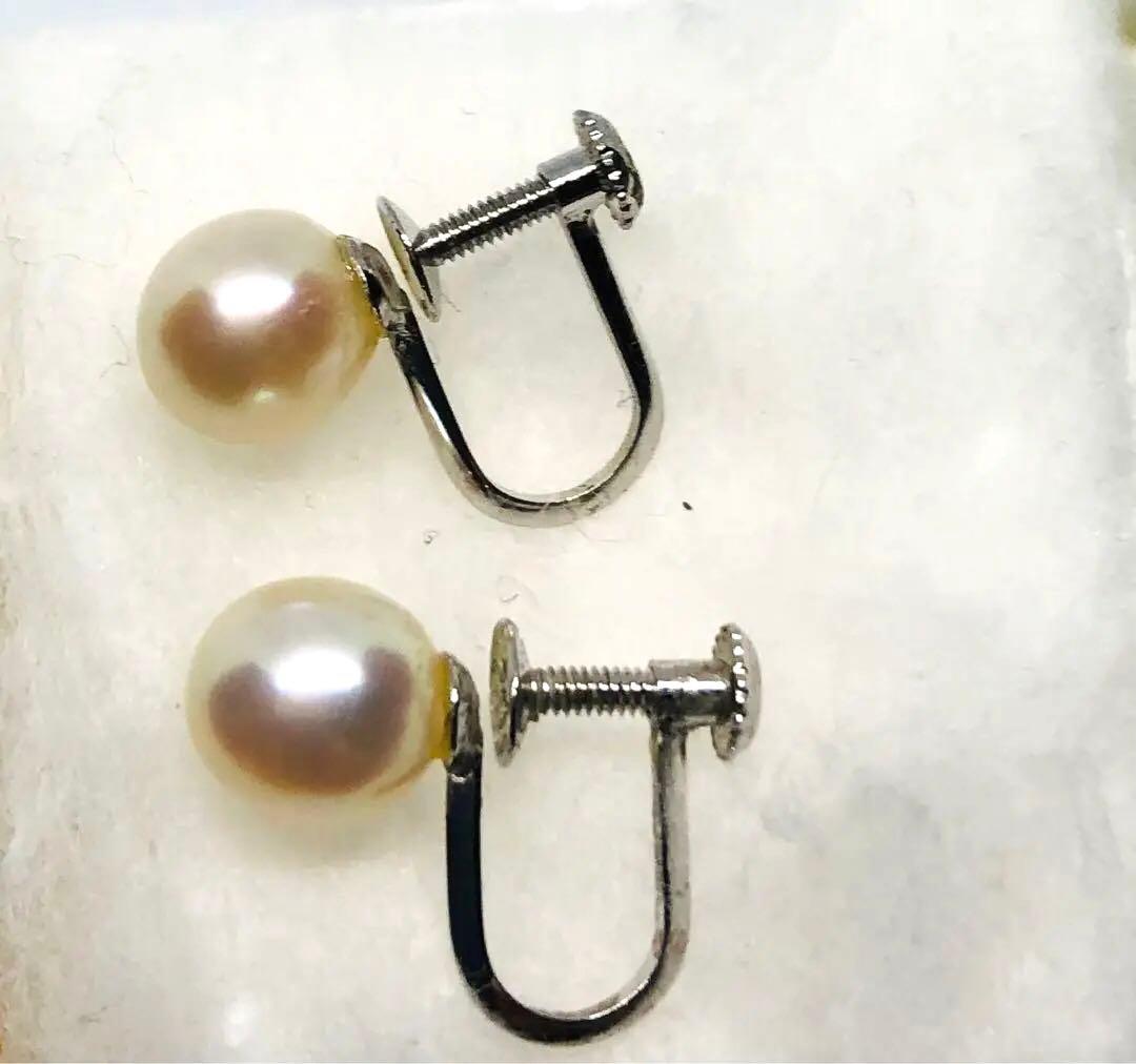 ☆アコヤ真珠 ねじ式イヤリング WGK14金の金具、新品No.62 ☆