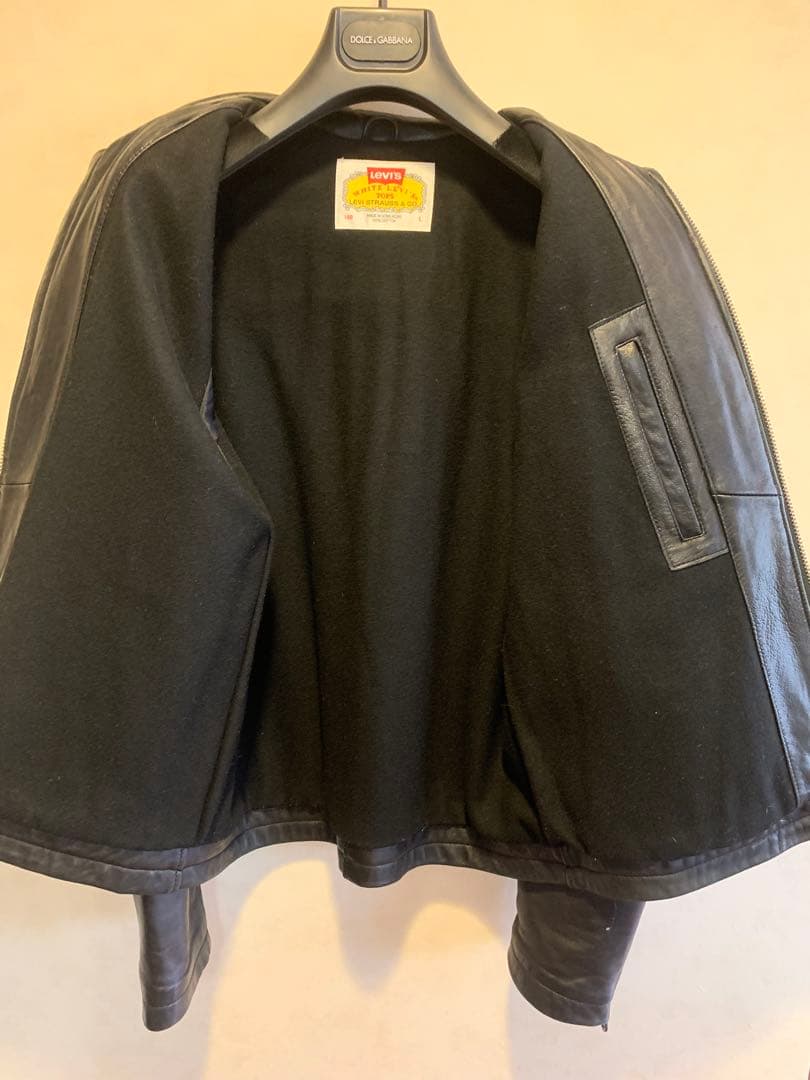 希少本物美品高級羊ラムレザーホワイトLEVI'SリーバイスライダースジャケットL