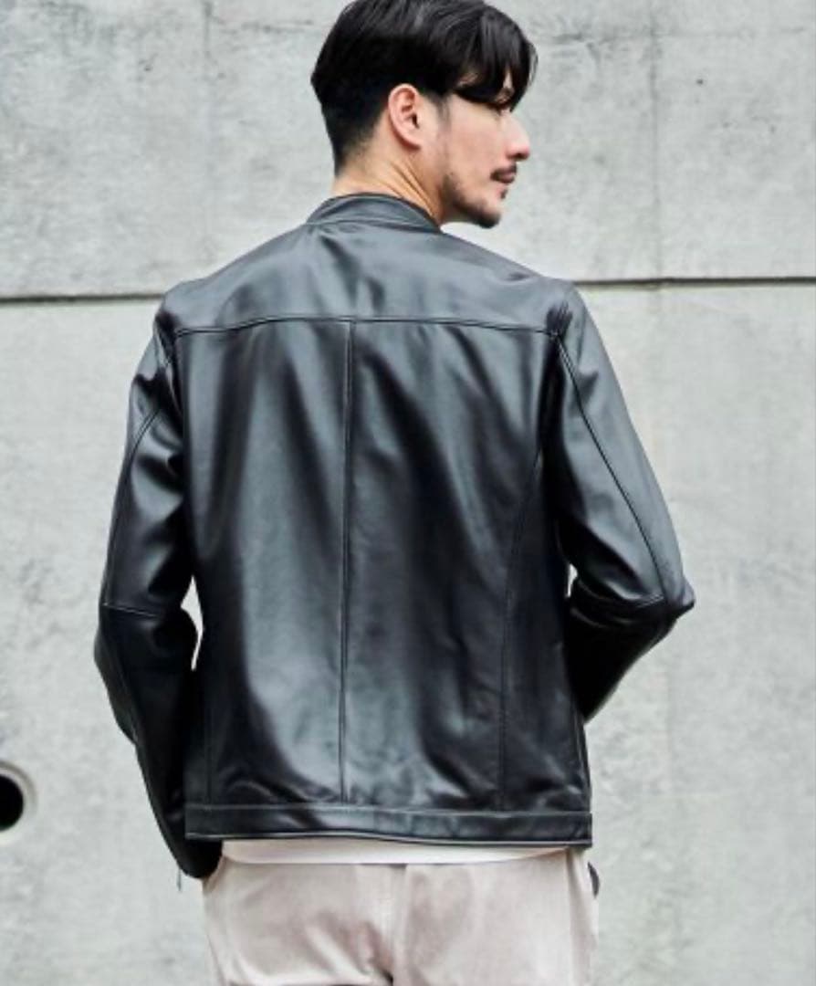 TETE HOMME ラムレザーシングルレザーライダース ジャケット