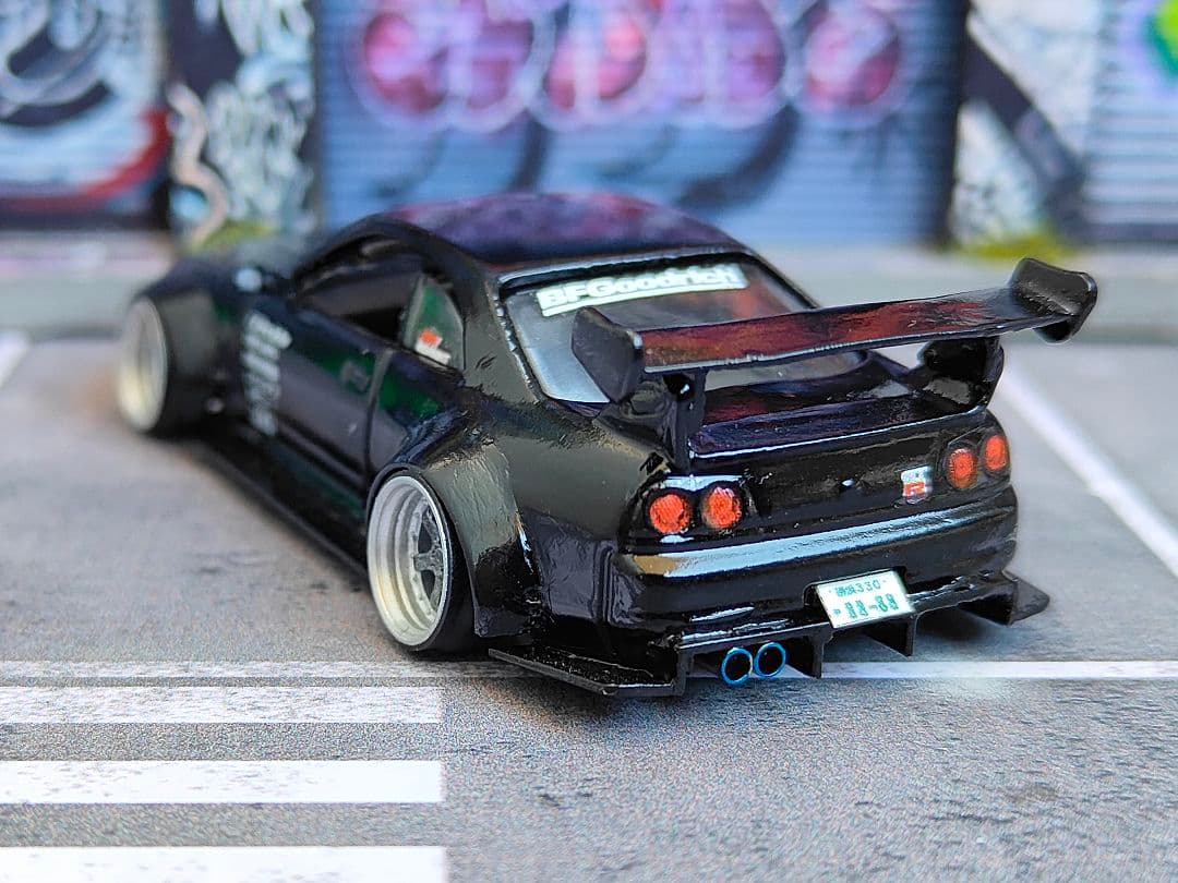 ホットウィールカスタム 日産 R33 GTR フルエアロ ☆深リム☆トミカ改造